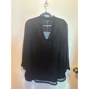 Cynthia Rowley Blouse Size 3X NWT, black with metallic threading